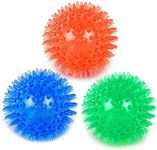 Orgrimmar 3 Pieces Pet Squeaky Chewing Balls Dog Soft Stab Balls Cleaning Teeth Toys Balls with High Bounce for Small Medium Large Pet Dog Cat (9.0cm)