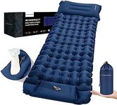 COOLERO 4in Thick Winter Sleeping Pad for Camping, Ultralight Inflatable Air Mattress with Adjustable Pillow, Portable Camping Pad Built-in Pump Compact Comfort Sleeping Mat for Camping, Hiking-Blue