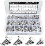 900pcs Nuts and Bolts Assortment Kit #4-40, #6-32, #8-32, #10-24 - Philips Pan Head 304 Stainless Steel Screws Set with Storage Box