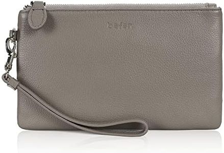 befen Women's Genuine Italian Leather Wristlet Clutch Wallet Purse, Gold Zipper (Taupe Gray - Calf Leather)