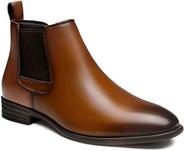 Jousen Men's Chelsea Boots Leather Lightweight Casual Chukka Ankle Boots Classic Elastic Dress Boots for Men (AMY8155A tan 8)