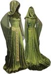 Mesodyn Women's Medieval Lace-up Vintage Hooded Cloak Robe Adult Costume Retro Cosplay Long Dress,XX-Large