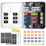 Kohree 6 Way Fuse Box 12v Blade Fuse Block with LED Indicator, 6 Circuits Fuse Box Holder with W/Negative Bus for Automotive Car Boat Marine SUV RV Van