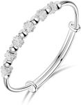 ASTER Silver Bead Spinner Bangle Bracelet Adjustable, Fidget Bracelet Anxiety Relief Bracelet Jewelry Gift for Women Girls Ladies Birthday Valentine's Day Gifts Mother's Day Gift Graduation Gift