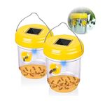 Wasp Traps Outdoor Hanging - 2 Pack Wasp Killer Solar Powered - Yellow Jacket Trap - Portable Waterproof Wasp and Hornet Trap Bee Trap (Yellow-2 Pack)