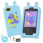 Kids Phone for Boys, Toddler Touchscreen Learning Phone Toy for Kids Age 3-12 with Dual Camera, Game, Music, 8G SD Card, Christmas Birthday Dinosaur Gifts for 3 4 5 6 7 8 9 10 Year Old Kids(Blue)