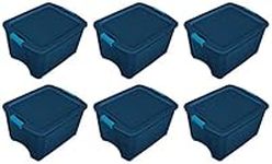 Sterilite 14467406 18-Gallon Latch and Carry True Lid Base with Aquarium Latches, Blue, 6-Pack