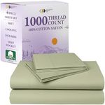 California Design Den Luxury 1000 Thread Count King Size Sheets Set, Winner Architectural Digest Best Sheet, Luxury 100% Cotton Sateen Bed Sheets, Softer Than Egyptian Cotton (Sage Green)