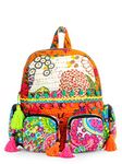 The House of tara Kantha Backpack for Women 15 Liters | Cotton Bag With Waterproof Inner Lining, Zip Closure & 4 External pockets | Casual Backpacks Suitable for Travel & College (Multicolour 2)