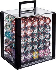 Showdown Poker Chips Set - 1000 Heavyweight (13.5-Gram) Clay Composite Chips, 10 Acrylic Trays, and Clear Carrying Case - Professional Casino Supplies, Kits, Holders, & Storage Container
