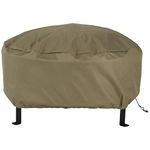 Sunnydaze Heavy-Duty Weather-Resistant Round Fire Pit Cover with Drawstring and Toggle Closure, Khaki PVC, 60 Inch Diameter