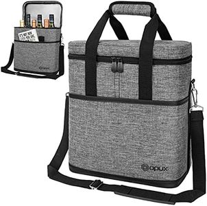 OPUX 6 Bottle Carrier Tote | Insulated Padded Wine Cooler Bag for Travel. Picnic, BYOB | Portable Leakproof Wine Tote Bag for Dinner, Party, Christmas, Wine Gift for Women, Men (Heather Gray)