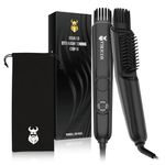 VIKICON Beard Straighteners Brush for Men, 3-in-1 Professional Hot Beard Combs with Volumizer, 4 Straightening Heat Settings, Portable Ionic Hair/Beard Styling Tool for Home/Travel, Anti-Scald Design