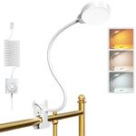 Glocusent 5W Clip on Light, 36 LED Reading Lamp, Eye Caring Bedside Light, 3 Color & 5 Brightness Levels, Clip on Lamp with Gooseneck, Perfect Bed Lamp, Makeup Light, and Clip on Reading Light