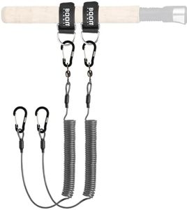 Booms Fishing T02 Fishing Pole Tether with 5.9" Belt, Kayak Paddle Leash, Paddle Board Fishing Accessories, Heavy Duty Fishing Lanyard for Fishing Tools/Rods/Paddles, Black 2pcs