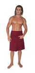 Arus Men's Adjustable Velcro Closure on Waist Turkish Cotton Shower & Bath Wrap S/M Burgundy