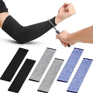 Chuarry 3 Pairs Cut Resistant Arm Protectors for Thin Skin and Bruising Level 5 Arm Protective Sleeves for Men Women (Black, Gray, Blue)