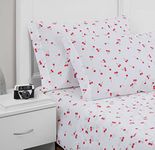 Poppy & Fritz - Queen Sheets, Cotton Percale Bedding Set, Crisp & Cool, Lightweight Home Decor (Cherries, Queen)