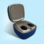 The Sleep Company Wave X Foot Massager with Ottoman | 18 Custom Massage Styles | Shiatsu Rolling & Kneading, Vibration & Heat | 2-in-1 Convertible Design | Lasts up to 10 Sessions| Suede Finish | Blue Color