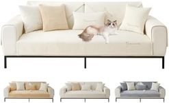 ShowyLive Sofa Covers 1 2 3 4 Seater Non Slip Sofa Slipcovers Super Soft Fleece Sofa Cushion Covers Sofa Protectors from Pets/Kids/Dogs(Beige, 28 * 71 inch/70 * 180CM)