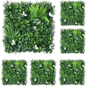 GarveeLife 20"x20" Artificial Grass Wall, 6Pcs Hedge Panels with 100 Zip Ties, Hedge Panels, Artificial Grass Backdrop for Outdoor, Indoor, Garden, Backyard and Décor