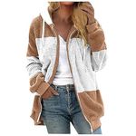 Ceboyel Women Color Block Fleece Jacket Sherpa Teddy Jackets Coat Fleece Fuzzy Cardigans Trendy Warm Winter Clothes 2023, J022-khaki, Medium