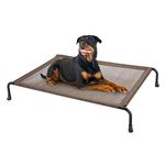 veehoo Outdoor Elevated Dog Bed, Cooling Raised Dog Cots Beds with No-slip Feet, Durable Pet Bed for Large Medium Dogs, Washable & Chew Proof Mesh Fabric Cots for Indoor Outdoor, Large, Brown