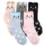 Moyel 5 Pairs Cat Socks for Women Teen Girls Cat Gifts for Women Cat Lover Gifts Cat Themed Gifts for Cat Mom Women’s Funny Fun Funky Novelty Cute Animal Socks Christmas Birthday Gifts for Women Her