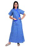 Baby Doll Pure Cotton Robes, Housecoat, Nighty, Sleepwear, Night Gown for Women Ladies House Coat, Front Open Adjustable Size L