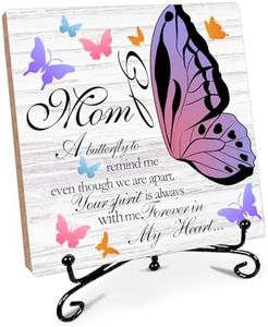 In Memory of Mom Memorial Plaque, Sympathy Gifts for Loss of Mom, Memorial Gifts Wooden Sign with Stand, Best Bereavement Condolences Gift Ideas for Loss of Mother, Funeral Remembrance Gifts