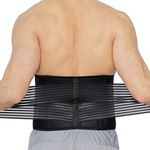 NEOtech Care Neoprene Back Brace, Lumbar Support with Double Banded Strong Compression Pull Straps (Black, Size XXL)