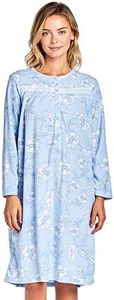 Casual Nights Women's Long Sleeve Micro Fleece Cozy Floral Night Gown - Blue - Small