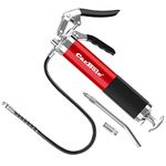 CarBole Heavy Duty Professional Grease Gun 8000 PSI High Pressure Pistol Grip Handle Fit 14oz Cartridge and Bulk With 18 inch Flex Hose (Red)