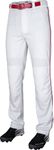 Rawlings Semi-Relaxed Full Length Baseball Pant | Solid & Piped Options | Adult Sizes | Multiple Colors White/Scarlet