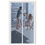 Magnetic Screen Door,Heavy Duty White Mesh Curtain 35” x 82", 35X82 Inches White Door Screen Magnetic Closure,Fits Front Back Doors Up To 90 * 210cm,Keep Bugs Out,Pet and Kid Entry Friendly