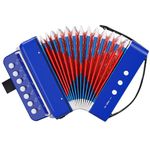 LIFERUN Accordion Instrument, 10 keys Button Accordion, Kids Accordion, Perfect for Kids Children Beginners, Lightweight and Environmentally-friendly (Blue)