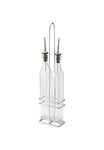 Winco GOB-16S, 5.2' x 2.8' Oil and Vinegar Cruet Set with Stainless Steel Chrome Plated Rack and Two 16 Oz. Square Glass Bottles, Salad Dressing Cruets