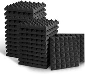 Acoustic Panels, 2" X 12" X 12" Acoustic Foam Panels, Studio Wedge Tiles, Sound Panels wedges Soundproof Sound Insulation Absorbing (24 Pack, Black (36 Block Pyramid))