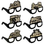 Grevosea 6 Pieces Birthday Party Paper Eyeglasses Decoration, 30st Birthday Sunglasses Happy Birthday Photo Booth Props Supplies for Her Birthday Party Girls Women Party Favors Decors Gift (30th)