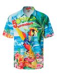 Hardaddy Men's Summer Hawaiian Shirts Funny Performence Printed Button Down Casual Bowling Shirt, Color12, XX-Large