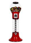 Gumball Machine Original Spiral - 4`10" Height - Set Up for $0.25 - Dispenses 1” Gumballs, Bouncy Balls & Toys in Round Capsules - Spin & Drop Vending Machines for Kids - Bubble Gum Machine - Red