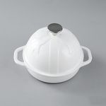 HAWOK Cast Iron Bread Oven with Cloche lid, Dia. 6.3inch/16cm, Sourdough Baking Pan Enameled White