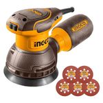 INGCO Rotary Sander, Variable Speed Control, Equipped with Dust Bag