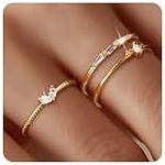 Moodear Non Tarnish 3PCS Thumb Rings Set - Dainty Thin 14K Gold Plated Stackable Cubic Zirconia Ring Sets for Women Trendy Jewelry Size 5-10, Copper, Cubic Zirconia