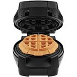 Chefman Big Stuff, Belgian Deep Stuffed Waffle Maker, Mess-Free Moat, 5-Inch Diameter with Dual-Sided Heating Plates, Wide Wrap with Locking Lid, Pour Light Indicator, Cool-Touch Handle, Black