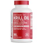 Bronson Antarctic Krill Oil 1000 mg with Astaxanthin, 180 Softgels (90 Servings)