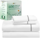 California Design Den Luxury Queen Size Sheet Set - 100% Cotton, 600 Thread Count Deep Pocket Queen Sheets, Hotel-Quality Bedding with Sateen Weave - White Embroidered Grey