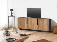 The Attic Georgia TV Cabinet|Solid Wood Sideboard TV Cabinet for Living Room|Classy Live Edge TV Cabinet|Wooden Free Standing TV Unit Side Board Table with Storage|Honey Matte Finish