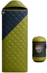 RhinoKraft Predator Quilted Rectangular Sleeping Bag | Suede-Lined for 0°C Warmth | Fits Up to 6ft Tall | Fully Opens as Blanket | Rugged Olive Design | Hollow Fiber Outdoor Gear for Camping