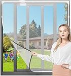 Adjustable Magnetic Window Screen DIY Fly Screen Window Max 39.4” x 47.3”Fits Any Smaller Size Easy Installation Keep Bugs/Flys/Mosquitoes Out(White Frame Gray Mesh)